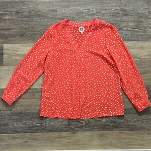 Anne Klein Coral Polka Dot Blouse